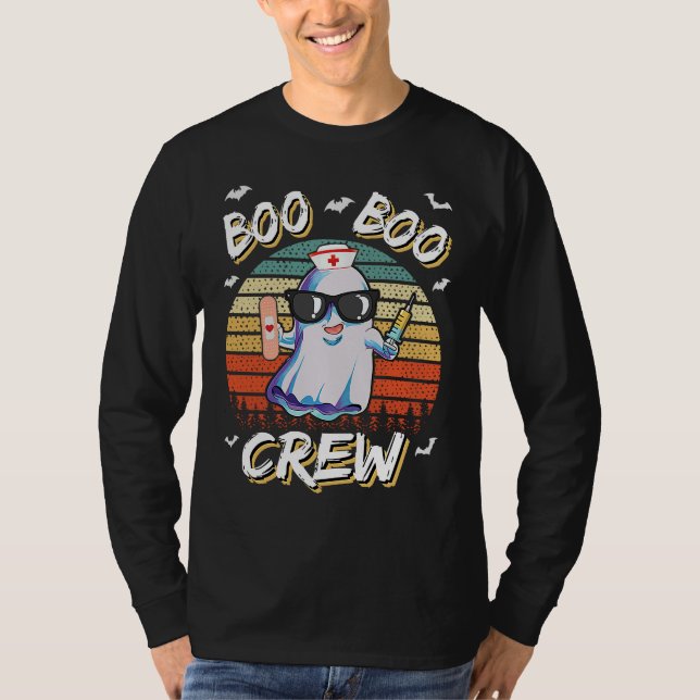 Camiseta Boo Boo Crew Ghost Nurse Retro Halloween Custome N (Frente)