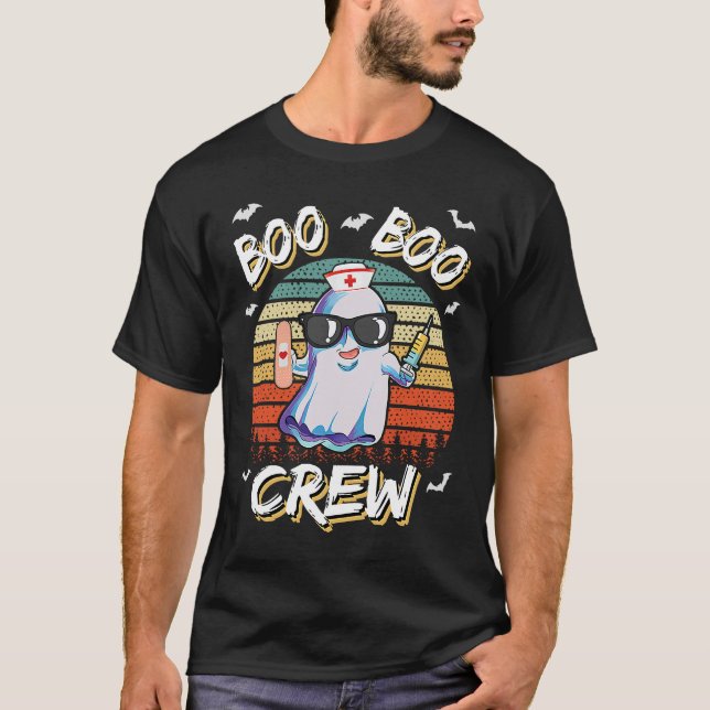 Camiseta Boo Boo Crew Ghost Nurse Retro Halloween Custome N (Frente)