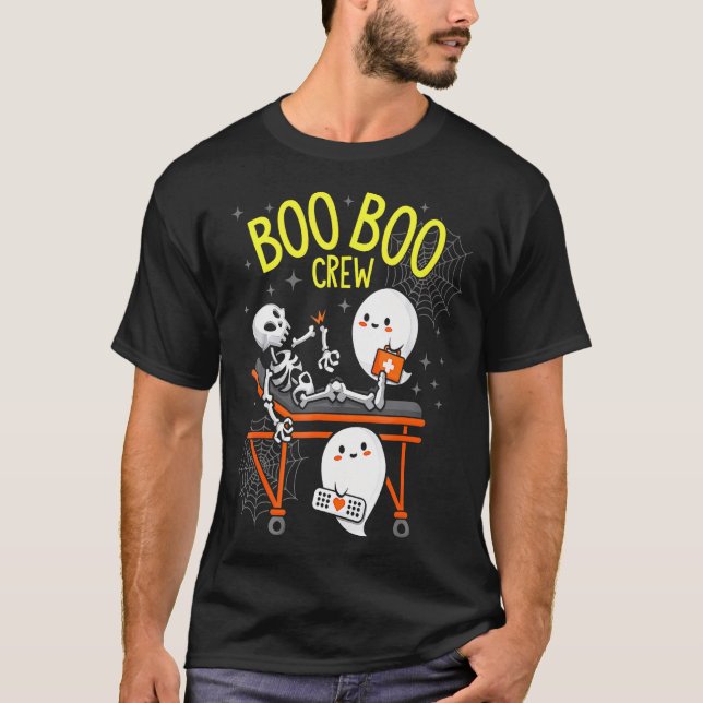 Camiseta Boo Boo Crew Ghost Skeleton Enfermeira Engraçada H (Frente)