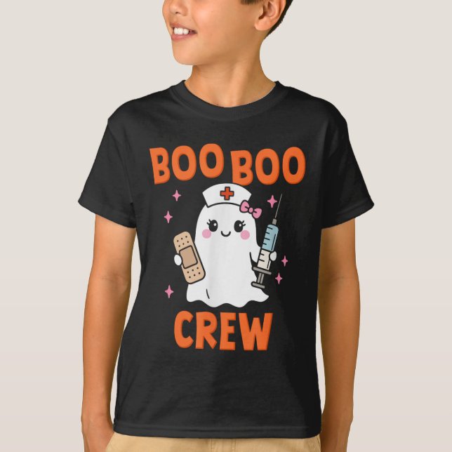 Camiseta Boo Boo Crew Halloween Nurse Team Ghost  (Frente)