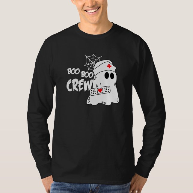 Camiseta Boo Boo Crew Nurse Ghost Funny Halloween Costume P (Frente)