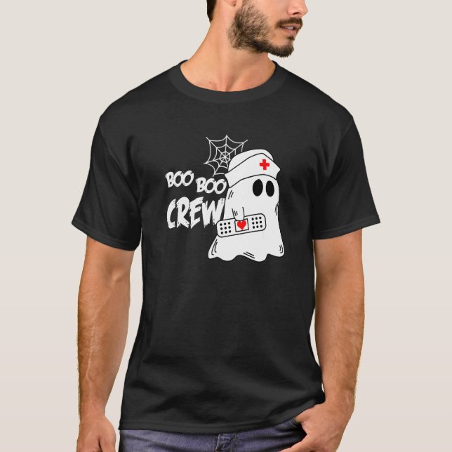 Camiseta Boo Boo Crew Nurse Ghost Funny Halloween Costume P (Frente)