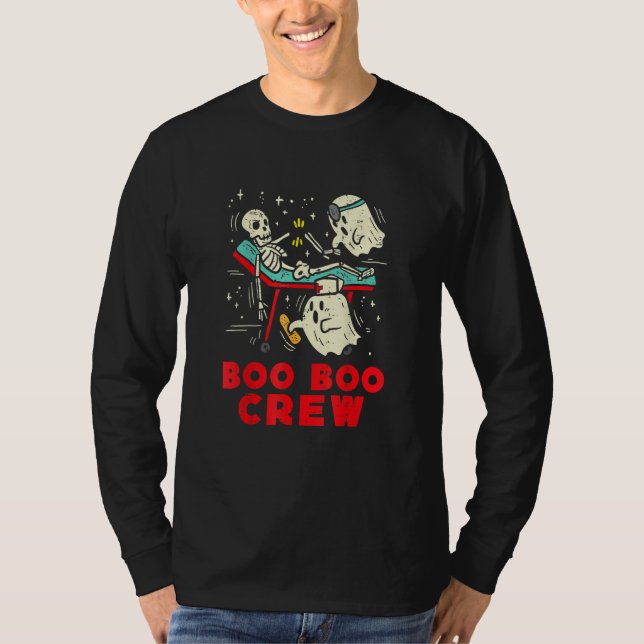Camiseta Boo Boo Crew Nurse Ghost & Skeleton  Halloween (Frente)