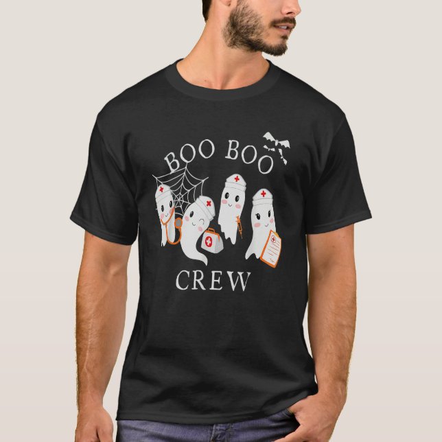 Camiseta Boo Boo Crew  Nurse Halloween Cute Ghost Costume (Frente)