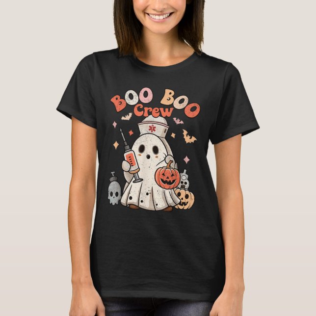 Camiseta Boo Boo Crew Nurse Medical Halloween Costume  (Frente)