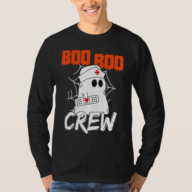 Camiseta Boo Boo Crew Nurse Scary Halloween Costume Ghost (Frente)