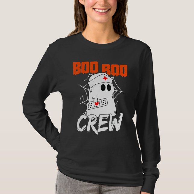 Camiseta Boo Boo Crew Nurse Scary Halloween Costume Ghost (Frente)
