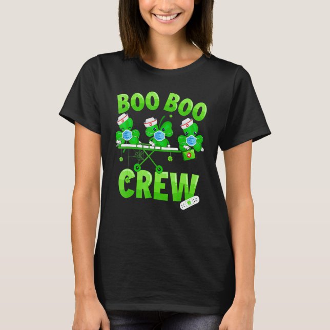 Camiseta Boo Boo Crew Nurss Rua Patrick S Day Shamrock (Frente)