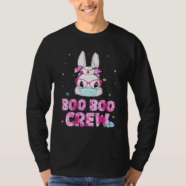 Camiseta Boo Boo Crew Páscoa Enfermeira Tie Dye Mask Glass (Frente)