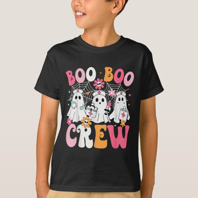 Camiseta Boo Boo Crew Soky Enfermeira Fantasma Enfermando H (Frente)