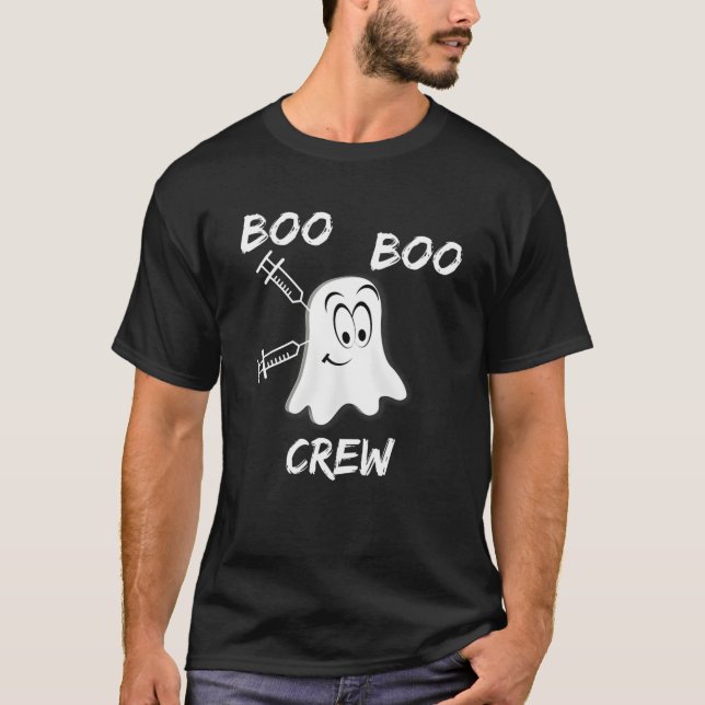Camiseta Boo Boo Crew Vacinou O Halloween 2021 Witches Pum (Frente)