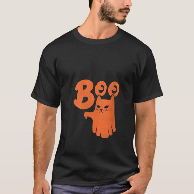 Camiseta Boo Cat Ghost Halloween V Neck Shirt (Frente)