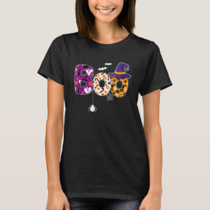 Camiseta Boo com aranha e morcegos e bruxaria no Dia das Br