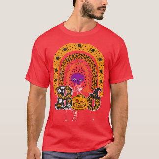 Camiseta Boo com aranhas e arco-íris 1 do Hat Halloween