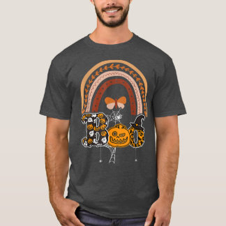 Camiseta Boo com aranhas e arco-íris 1 do Hat Halloween