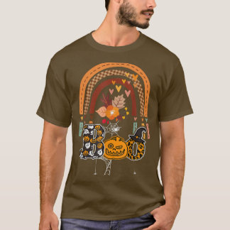 Camiseta Boo com aranhas e arco-íris 2 do Hat Halloween