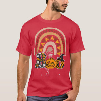 Camiseta Boo com aranhas e arco-íris 3 do Hat Halloween