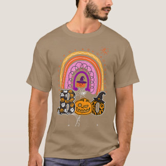 Camiseta Boo com aranhas e arco-íris 3 do Hat Halloween