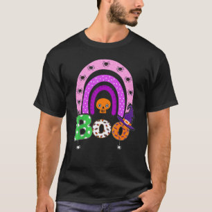 Camiseta Boo Com Aranhas E Chapéu De Bruxa Halloween Arco-Í