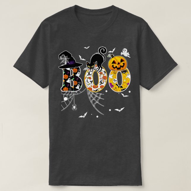 Camiseta Boo Com Aranhas E Halloween De Bruxas - 1 (Frente do Design)