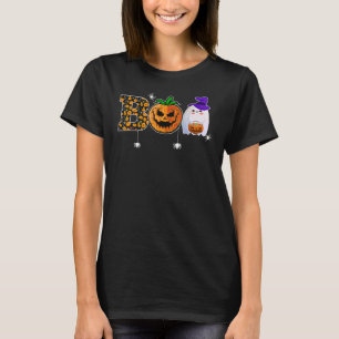 Camiseta Boo Com Aranhas Ghost Pumpkin E Witch Hat Hallo