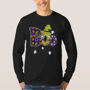 Camiseta Boo Com Chapéu De Bruxa Aranhas Abóbora Meninos Cr
