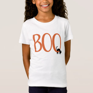 Camiseta Boo com Design de Halloween de Gato Preto