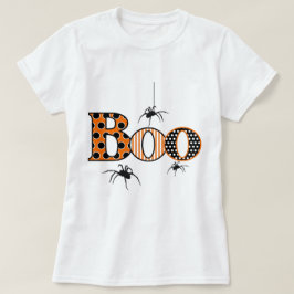 Camiseta BOO com o Halloween das Aranhas