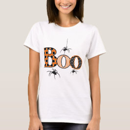 Camiseta BOO com o Halloween das Aranhas