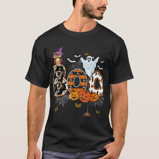 Camiseta Boo Creepy Owl Pumpkin Ghost Halloween