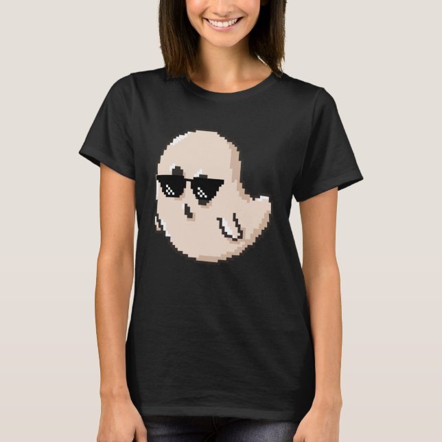 Camiseta Boo Crew Boo Pixel Óculos escuros Clevador preguiç (Frente)