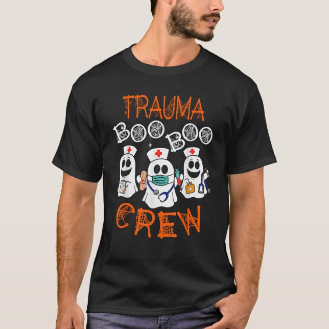 Camiseta Boo Crew Funny Nursing Ghost Women Trauma Nurse Ha (Frente)