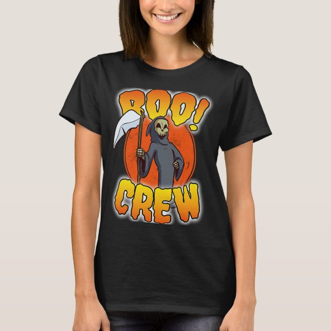 Camiseta Boo Crew Grim Reaper  Cute Matching Halloween Cost (Frente)