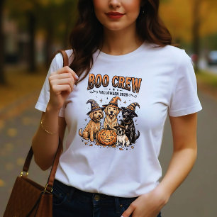 Camiseta Boo Crew Halloween 2026 Cão Retriever Dourado