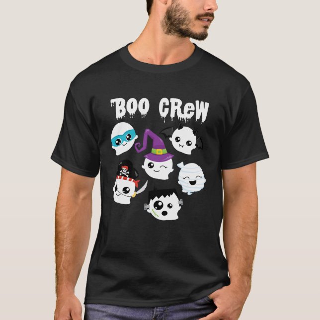 Camiseta BOO CREW  Halloween Cute Ghosts Costume Girls Boys (Frente)