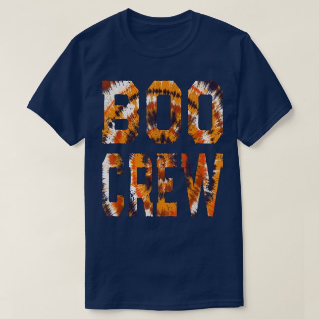 Camiseta Boo Crew Orange Tie Dye Combinação Halloween Haunt (Frente do Design)