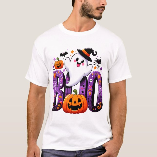 Camiseta Boo Cute Ghost Halloween Design (Frente)