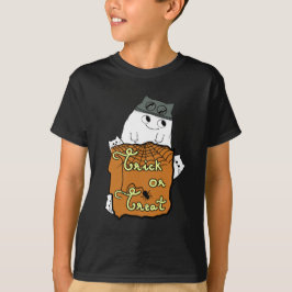 Camiseta Boo de Halloween Fofo - Truque ou Travessura de Ha