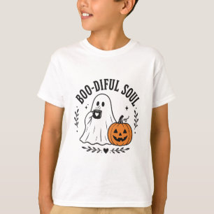 Camiseta Boo-diful Alma Café Fantasma Abóbora Halloween