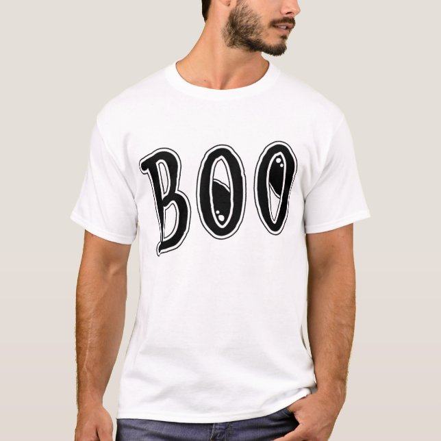 Camiseta *BOO* do Dia das Bruxas (Frente)