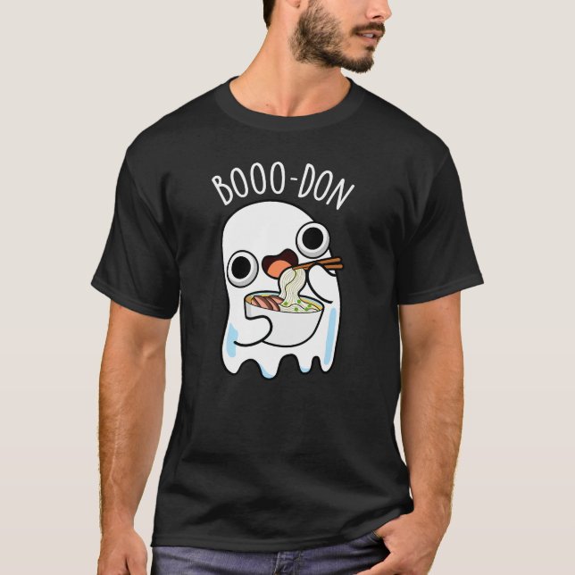 Camiseta Boo-don Funny Ghost Udon Pun Dark BG (Frente)