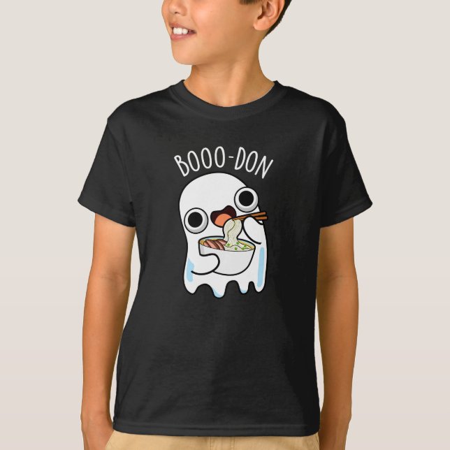 Camiseta Boo-don Funny Ghost Udon Pun Dark BG (Frente)