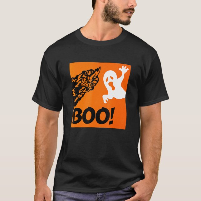 Camiseta Boo! Engraçado Esconder Galinha do Dia das Bruxas  (Frente)