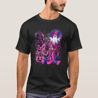 Camiseta Boo Engraçado Pumpkins Fantasma Friso Rosa Friso B