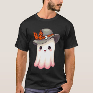 Camiseta Boo Fantasma Coquette Laço Chapéu Outono Dia das B
