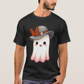 Camiseta Boo Fantasma Coquette Laço Chapéu Outono Dia das B