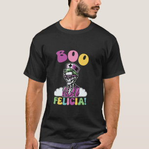 Camiseta Boo Felicia Enfermeira Esqueleto Halloween