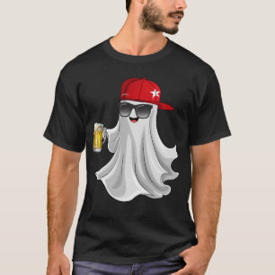 Camiseta Boo Ghost Bebendo Beer Fácil Halloween
