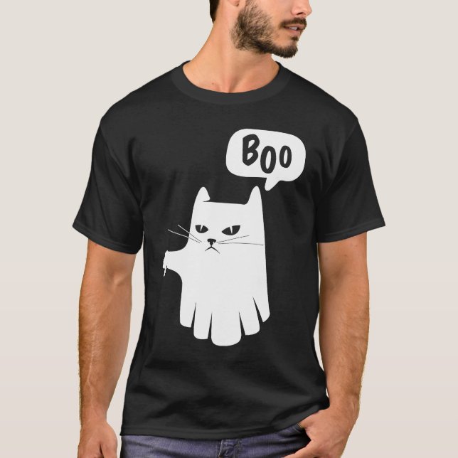 Camiseta Boo Ghost Cat Disapprove Disapproval Halloween 202 (Frente)
