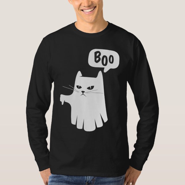 Camiseta Boo Ghost Cat Disapprove Disapproval Halloween 202 (Frente)